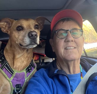 Woman and Dog in RV
