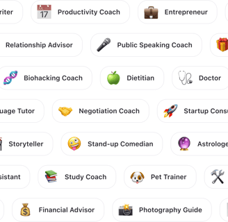 Grid of AI expert roles each paired with a unique emoji.