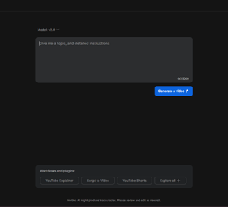 InVideo: Enter text to generate a customized video with AI analysis.
