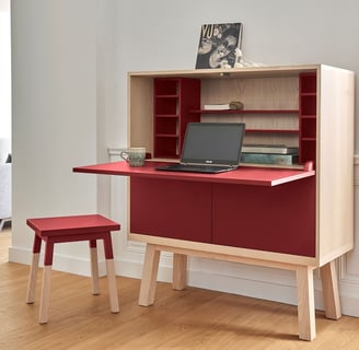 Secrétaire modèle Kube rouge Mon Petit Meuble Français