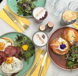 a table with a variety of food items on it