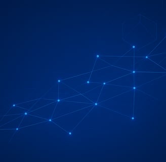Abstract AI network with glowing nodes and lines representing intelligent automation