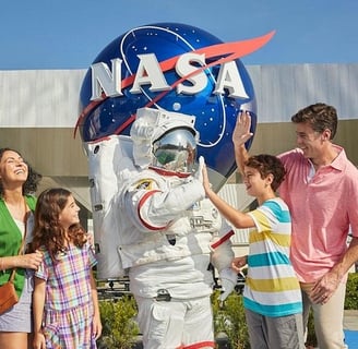 Family visiting Kennedy Space Center Florida