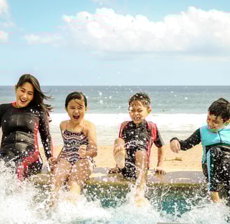 Kids splashing in the sea