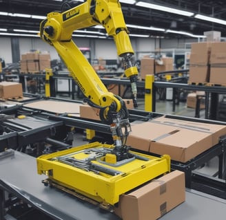 a robot that is standing on a conveyor belt
