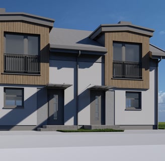 a house with a large window and a sky view