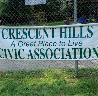 A banner reading Crescent Hills Civic Association A Great Place to Live