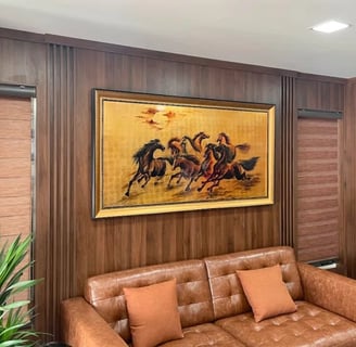 tranh sơn mài mã đáo thành công