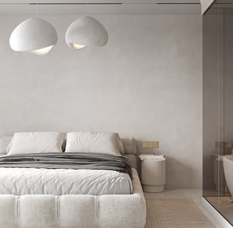 a light theme bedroom with a bed with lighting