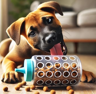 dog using a DIY slow feeder