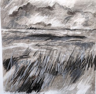 Paysage imaginaire 020725 - Fusain set pastel sur papier - 65X50 - 2025