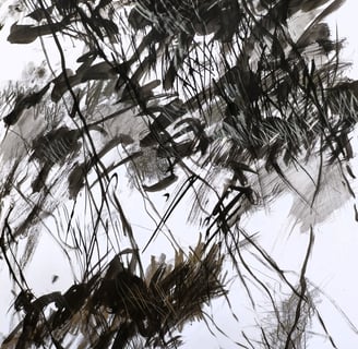 Paysage imaginaire 060725 - Encre de Chine mine de plomb et carré comté sur papier - 65X50 - 2025