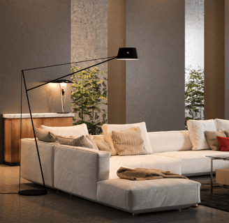 Salon moderne, ambiance suave
