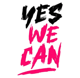 a pink and black text that says, we're - up to we '