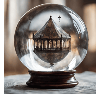 visions inside a crystal ball for fortune telling