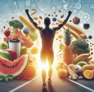 a man standing in front of a bunch of fruits and vegetables