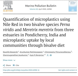 a research article about the microplastics in clams and mussels