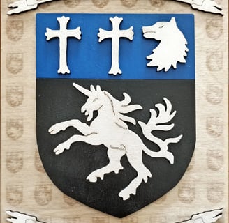 Engraved laser medieval coats of arms 3D