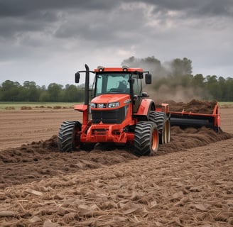 A person in a red shirt is manually operating a machine used for processing or handling leaves or fibrous plants. The machine is positioned beside a building with a corrugated metal wall. In front of the machine, there is a pile of green plant material on the ground.