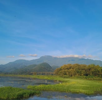 lago de yojoa y la montaña de santa barbara al fondo