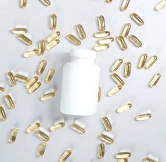 a bottle of vitamin supplements pills and capsules