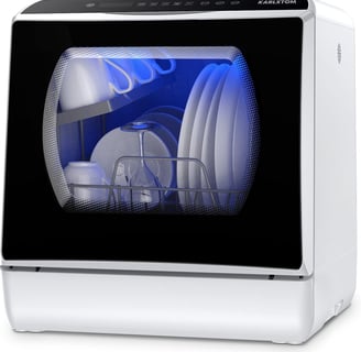 Karlxtom Lave-vaisselle de table, Mini Lave-vaisselle avec Comman destactiles à LED, 45CM, 6 Program
