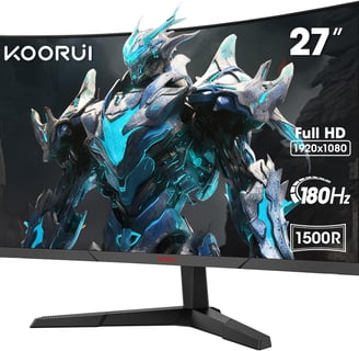 KOORUI 27'' Ecran PC Gaming Incurvé, 180Hz Moniteur PC Dalle VA, Résolution FHD (1080P) Lunette Ultr