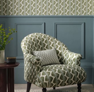 Chauffeuse tissu Romo Matcha collection Aubin