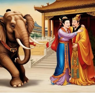 Khâm Từ Báo Thánh thái hậu cản voi giúp vua Trần Nhân Tông