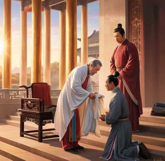 Thái Thượng Hoàng Trần Thái Tông Trao Áo Bông Cho Quốc Khang
