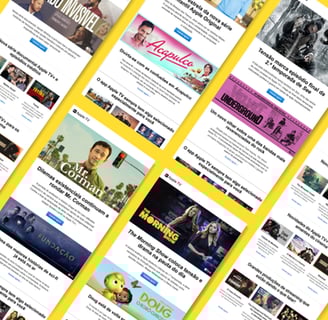 Imagem exibe diversas edições de e-mail marketing de serviço de streaming