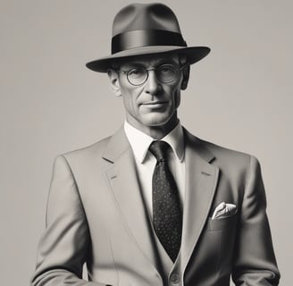 a cool middle aged man sitting on a bench in a park