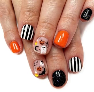 Halloween Nails Press on Pumpkin and Ghost