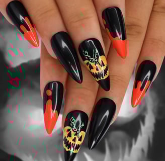 Halloween Nails Pumpkin press on nails