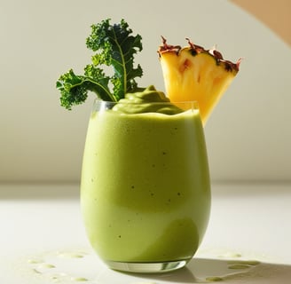 Green Avocado Smoothie with Kale and Pinapple