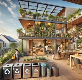 uma ecohome com manejo sustentável de energia, água, resíduos, e produção de alimentos