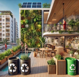 eco-residência com sustentabilidade em energia, água, resíduos e produção de alimentos
