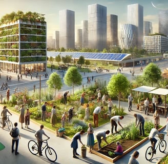 ambiente urbano com aspectos da economia da consciência