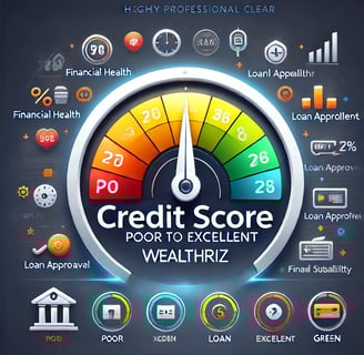 Professional credit score illustration showing ranges from Poor to Excellent , credit card score