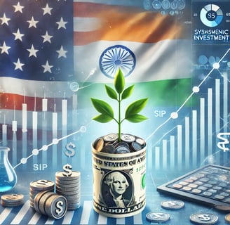 A financial-themed image displaying the flags of India and the United states