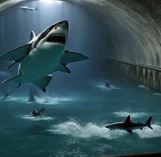 Shark movie humor in Under Paris from Netflix