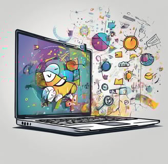 a laptop computer with a cartoon character on it