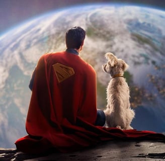 Superman and Krypto have a quiet moment.