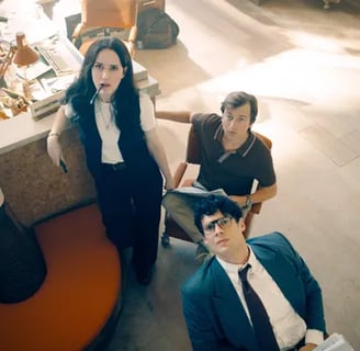 Lois Lane (Rachel Brosnahan) Jimmy Olsen (Skyler Gisondo) and Clark Kent (David Corenswet)