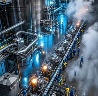 Steam is utilized in chemical production lines