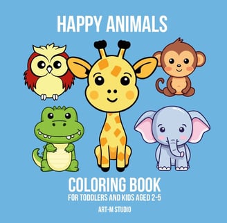 cover of coloring book happy animals