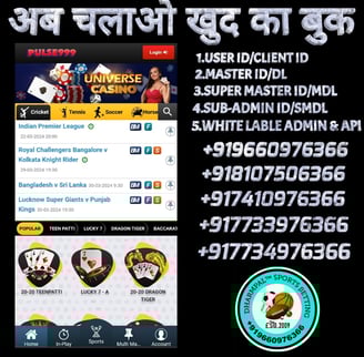 ONLINE CRICKET BETTING ID AVAILABLE DL MDL SMDL MASTER ID SUPER MASTER ID ADMIN ID AVAILABLE 