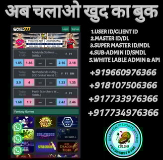 WORLD777 ID /MASTER ID / SUPER MASTER ID /SUB-ADMIN/ADMIN ID /AGENT ID/PANEL ID AVAILABLE 