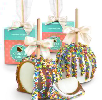 A Gift Inside Birthday Chocolate Dipped Caramel Apples Pair 2 Piece Set