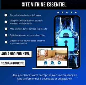 Site Vitrine Essentiel : Site web de 3 pages, design sur mesure avec vos couleurs et identité visuel